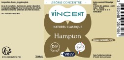 VDLV - Vincent - Arôme Hampton  - 30ml etiquette